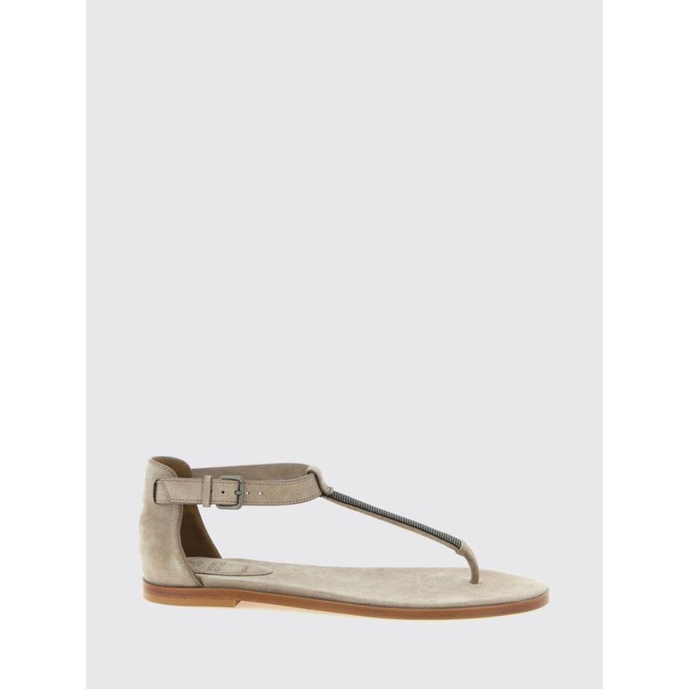 Brunello Cucinelli Women Brunello Cucinelli Suede Low-Heeled Thong Sandals